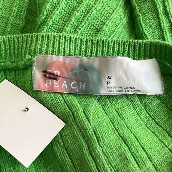 Free People Beach sweater Mary one shoulder Size Small linen blend green NWT - Picture 8 of 10